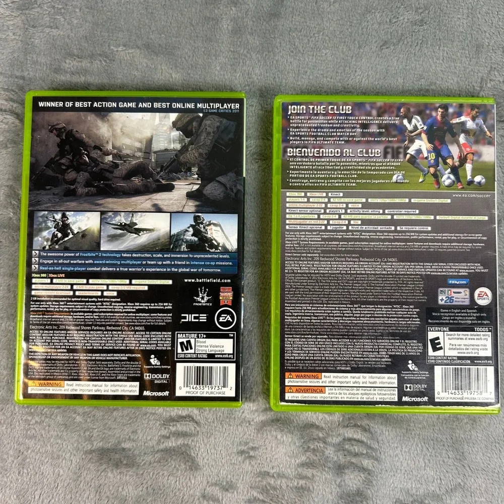 Xbox 360 Game Bundle Battlefield 3 and FIFA Soccer 13 EA Sports EA Games